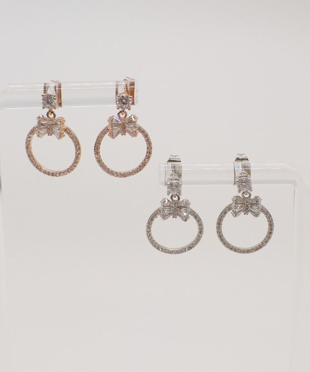 Tiaclasse 【金属アレルギー対応】リボンサークルピアス ピンクゴールド