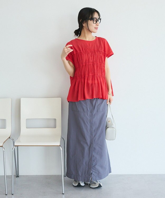 CRAFT STANDARD BOUTIQUE ヴィンテージボイルギャザーブラウス Red