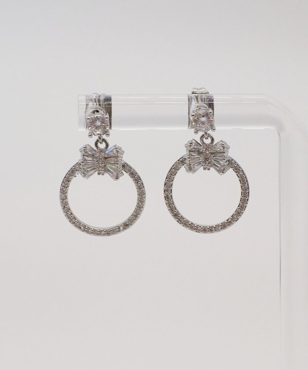Tiaclasse 【金属アレルギー対応】リボンサークルピアス シルバー