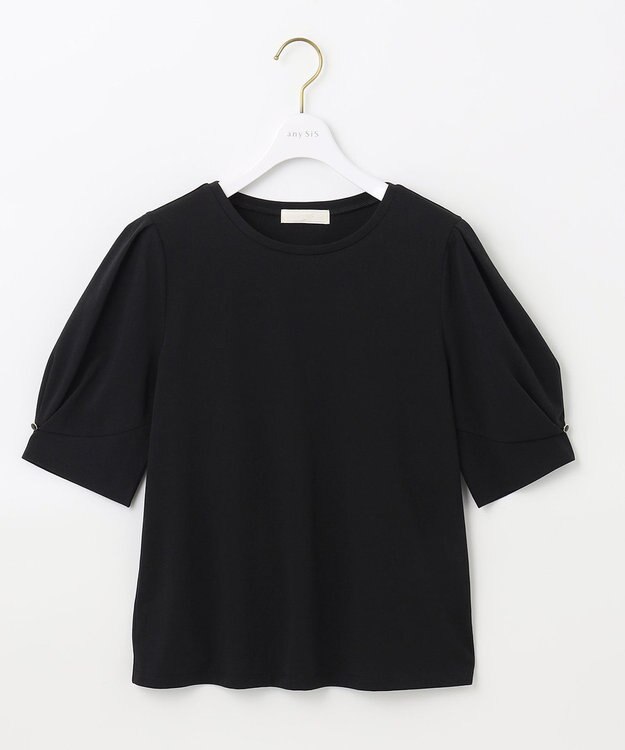 ANY SIS 【UVケア】プレーティングジャージー タックスリーブ カットソー ブラック