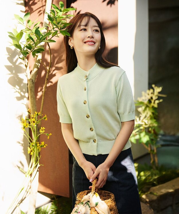 #Newans 〈花乃まりあさんコラボ〉コットンコードカーディガン ライトグリーン