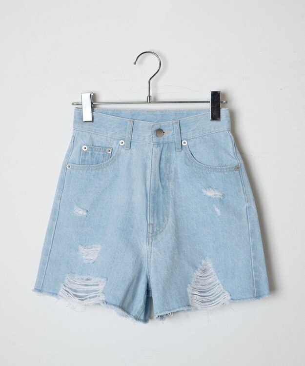 WEGO ダメージショートパンツ デニム淡色