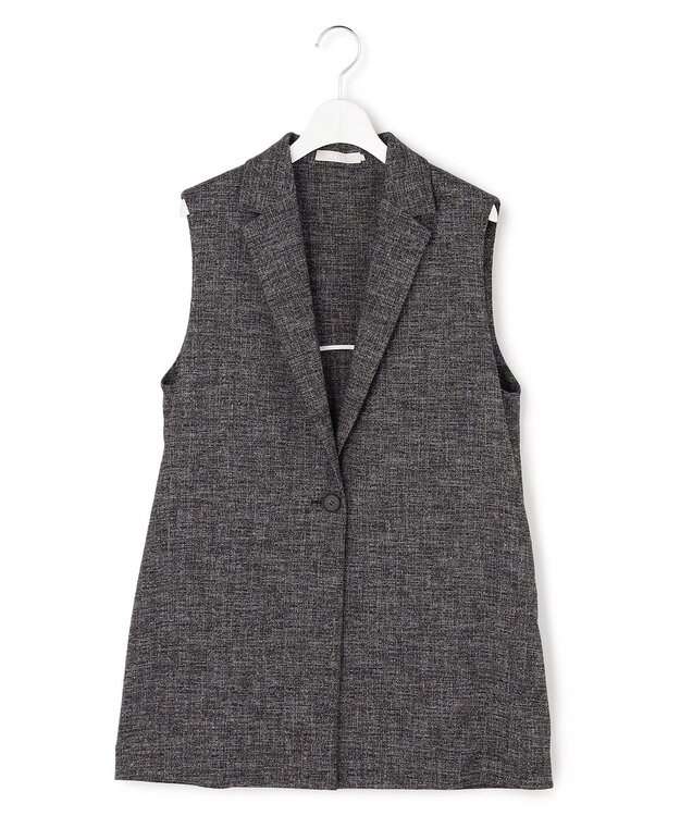 ICB L ミックスブッチャー バックスリットジレ ブラック×オフホワイト