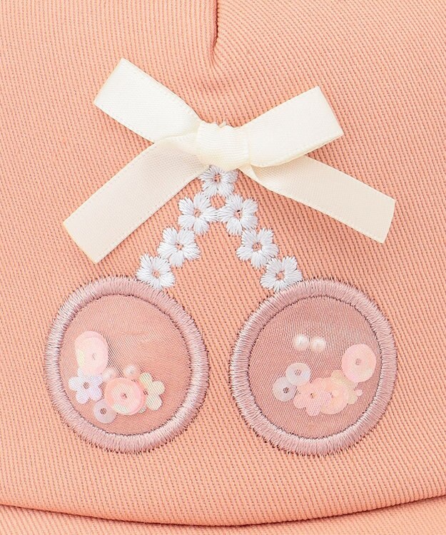 ANY KIDS シャラシャラモチーフフリルキャップ ピンク×チェリー
