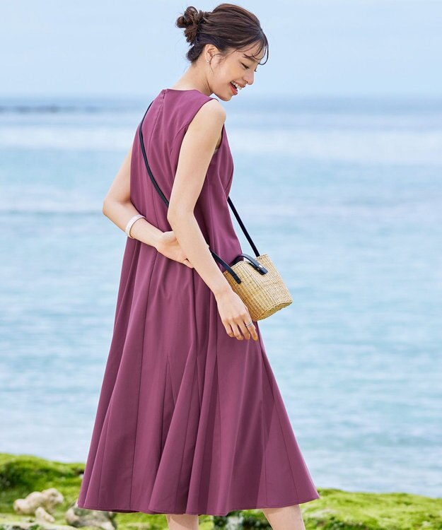 Tiaclasse 【洗える】裾フレアAラインワンピース パープル