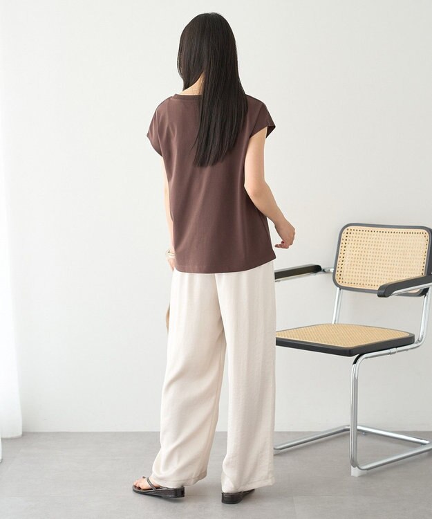earth music&ecology 【遮熱・接触冷感・UVカット】フレンチスリーブTシャツ Brown