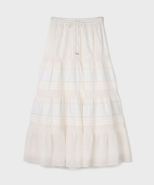 GRACE CONTINENTAL ピンタックティアードスカート ホワイト
