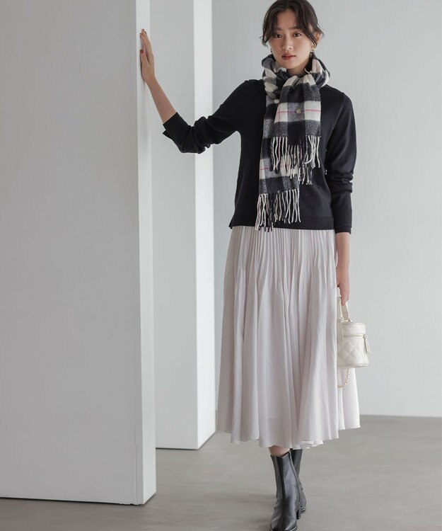 組曲 カシミヤブレンドウールストール ブラック系4