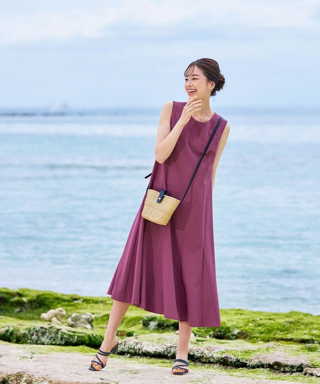 Tiaclasse 【洗える】裾フレアAラインワンピース パープル