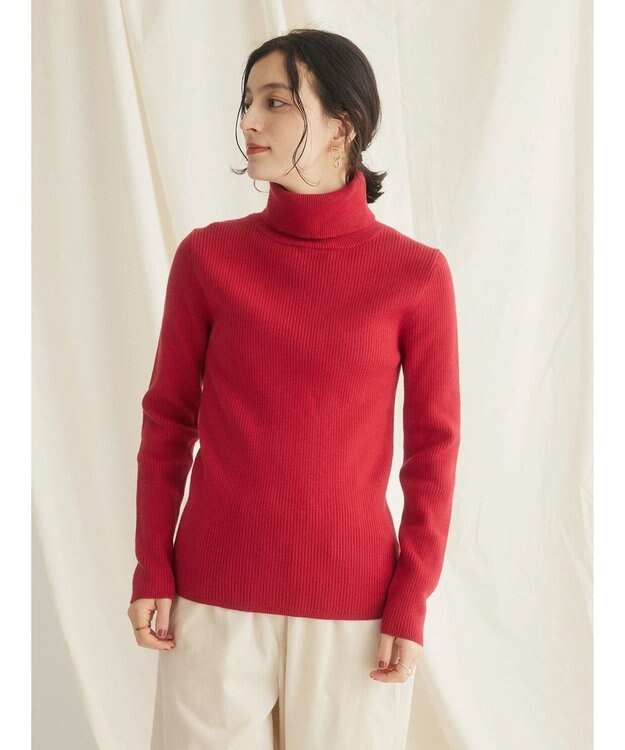 CRAFT STANDARD BOUTIQUE リブタートルネックニットプルオーバー Red