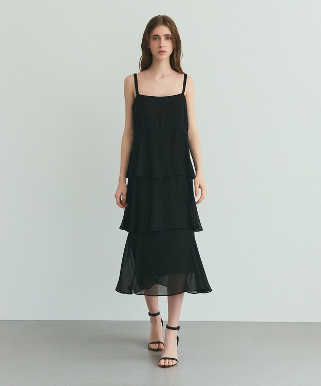 GRACE CONTINENTAL シフォンケープドレス ブラック