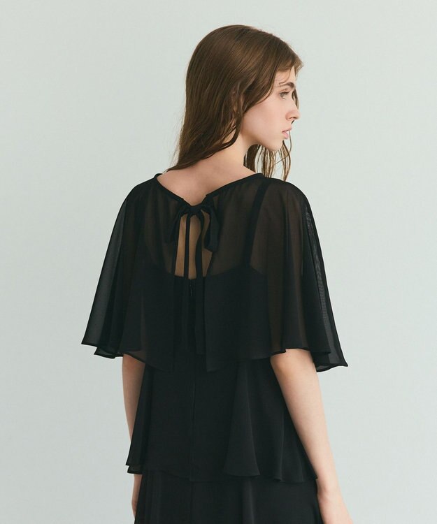 GRACE CONTINENTAL シフォンケープドレス ブラック