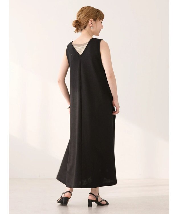AMERICAN HOLIC 丈違いジョーゼットＶネックワンピース Black