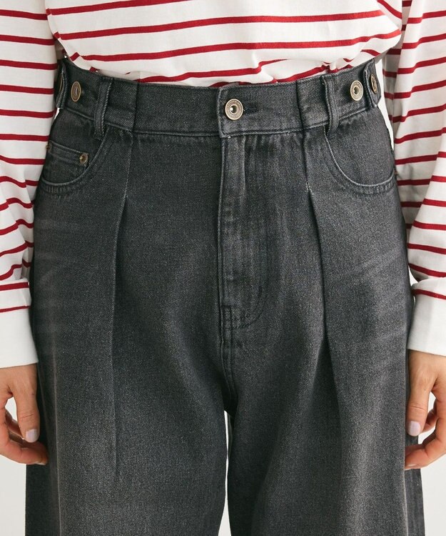 Green Parks ・ＳＵＧＡＲ　ＳＰＯＯＮ　デニムタックワイドパンツ Black