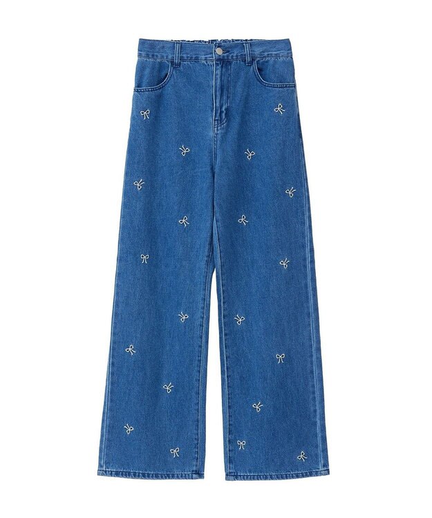 Green Parks ・Ｄｏｕｂｌｅ　Ｆｌａｇｓ　リボン刺繍ストレートデ Indigo