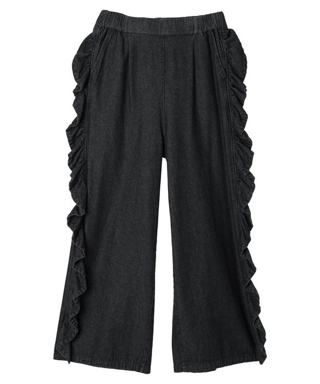 Green Parks ■ＥＳＣＡＲ　デニムサイドラッフルパンツ Black