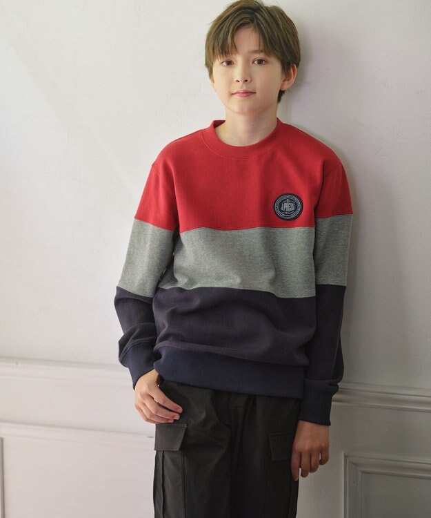 J.PRESS KIDS 【140-170cm】COMBI トリコロール トレーナー レッド系2