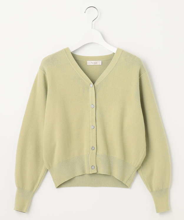 Feroux 【洗える】ビジューボタン2WAY カーディガン ライトグリーン系