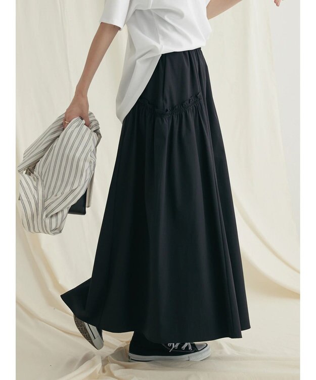 CRAFT STANDARD BOUTIQUE サイドフリルギャザースカート Black
