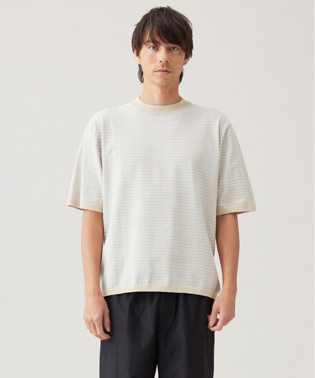 UNFILO MENS 【メンズノンノWEB掲載】スゴ機能美 ニット クルーネック ベージュボーダー