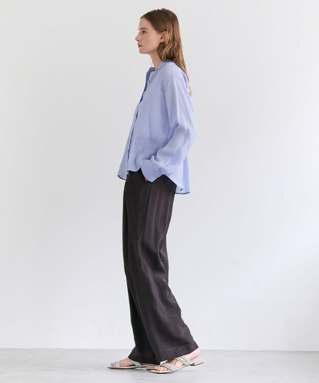 BEIGE， HALITE / リネンシアー オーバーサイズシャツ Sax