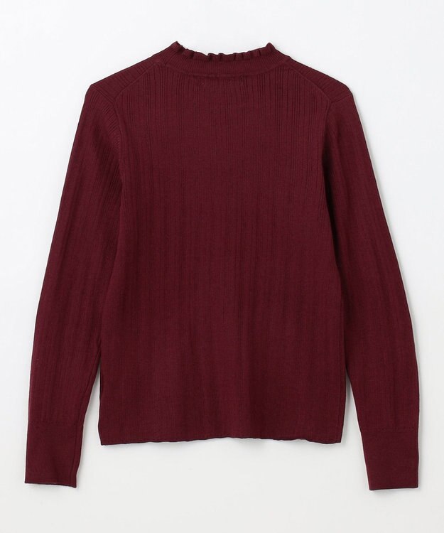 ANY 【洗濯機可/吸湿発熱】フリルネックリブニット ボルドー