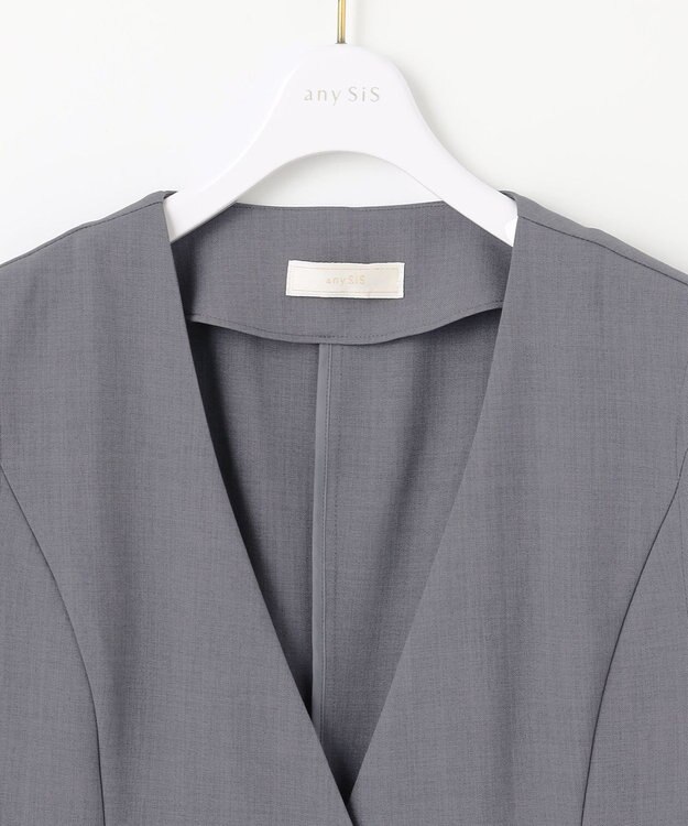 ANY SIS 【スタイリストコラボ】ジレ×ラメチュールスカート セットアップ グレー