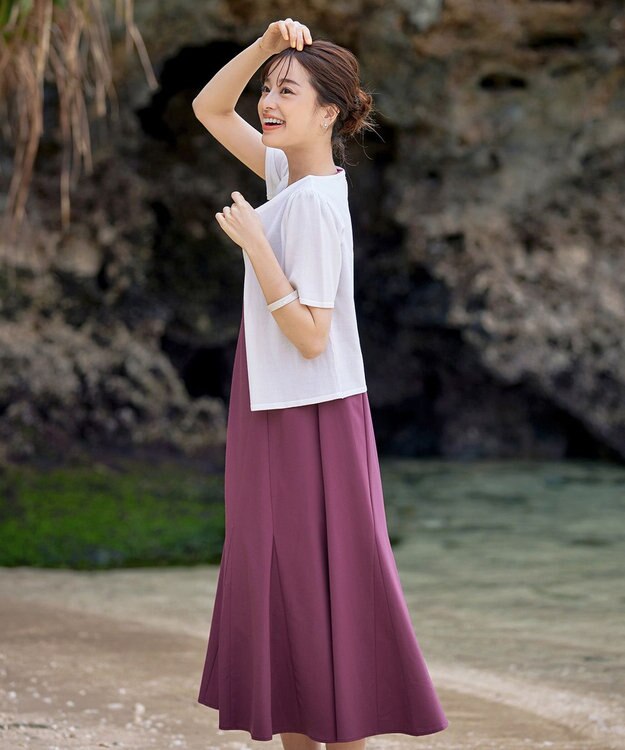 Tiaclasse 【洗える】裾フレアAラインワンピース パープル