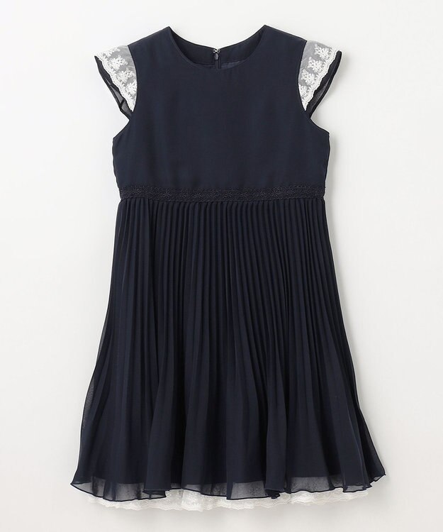 ANY KIDS シフォン プリーツ ワンピース ネイビー