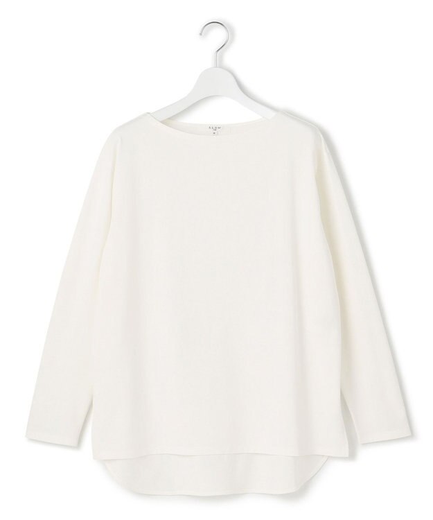 23区 【SLOW/一部店舗限定】ギザコットンボーダー ボートネックカットソー オフホワイト