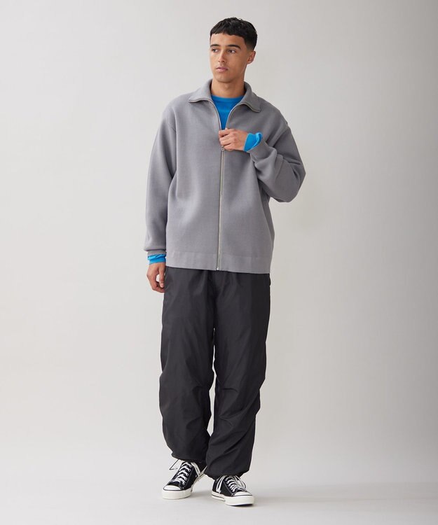 UNFILO MENS 【男女兼用/新色追加】スウェットライク ジップ タートルネックニット [24年秋冬商品] グレー