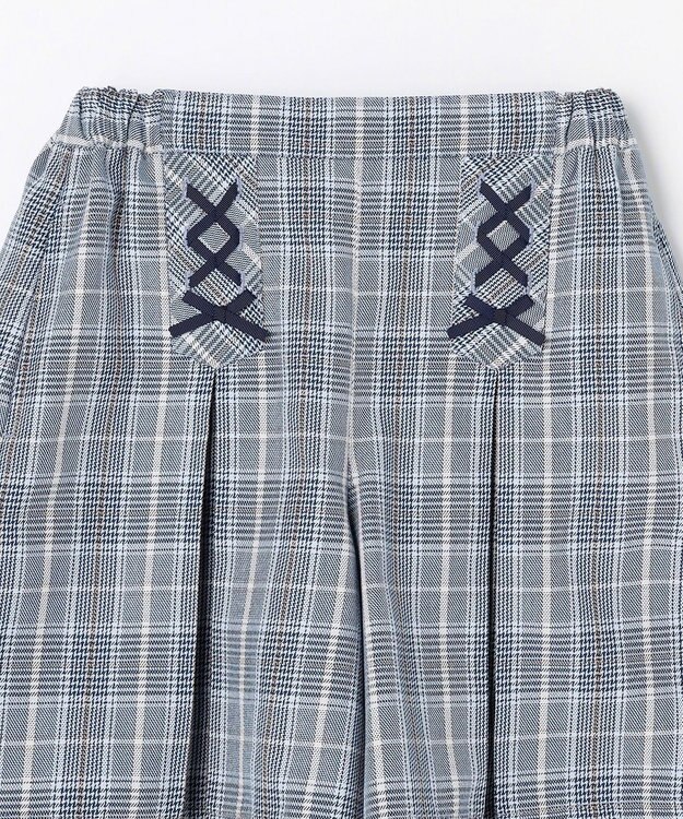 組曲 KIDS 【150-160㎝】グレンチェック キュロット サックスブルー