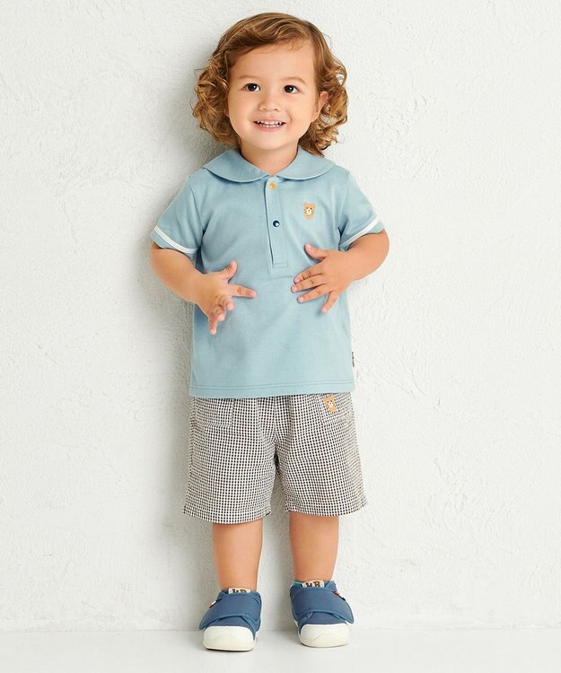 MIKI HOUSE HOT BISCUITS セーラーカラー半袖Tシャツ＆ハーフパンツギフトセット【BOX付き】 ストームブルー