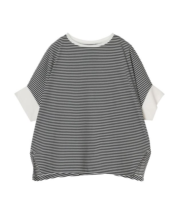 Green Parks 冷っとすずやか　ドルマンカット５分袖プルオーバー Border