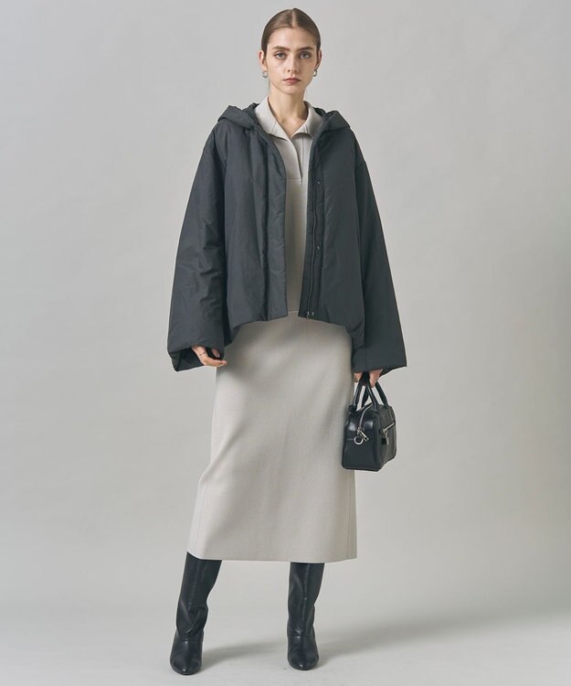 ICB 【WEB限定カラーあり・撥水加工】ADSダウン フーデットミドル丈コート チャコールグレー系