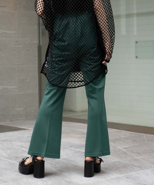 WEGO ポンチセンタープレスフレアパンツ グリーン