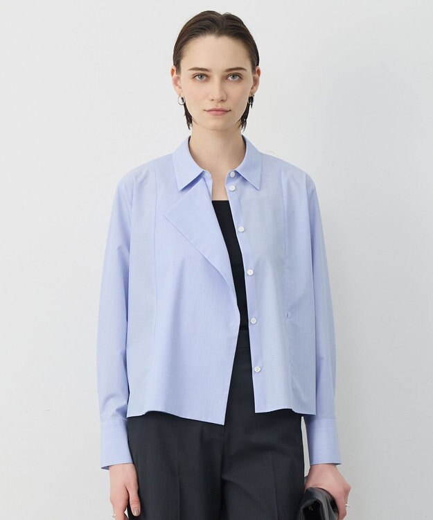 ICB 【先行予約】クリーンブロード ライダース風 クロップドシャツ ブルーストライプ