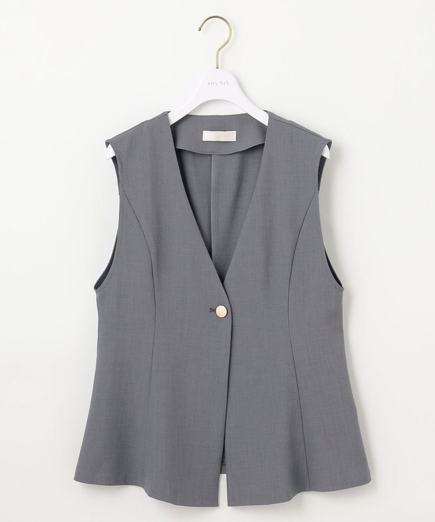 ANY SIS 【スタイリストコラボ】ジレ×ラメチュールスカート セットアップ グレー