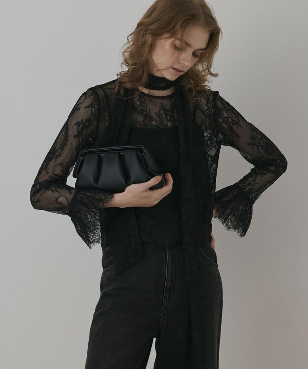 GRACE CONTINENTAL レースボウタイブラウス ブラック