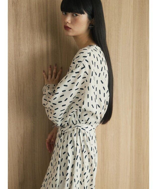 Green Parks armonia．スクエアドットプリントタックワンピース Ivory