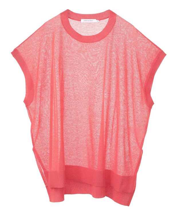 AMERICAN HOLIC ウォッシャブルシアーニットフレンチスリーブトップス Red