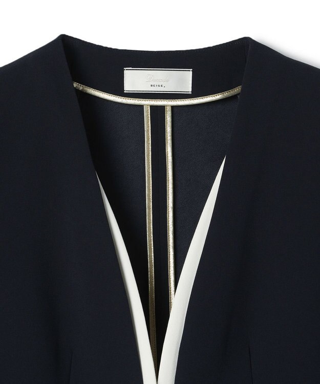 BEIGE， 【Lsize・セットアップ対応】CINDY / ダブルカラージャケット Navy x White
