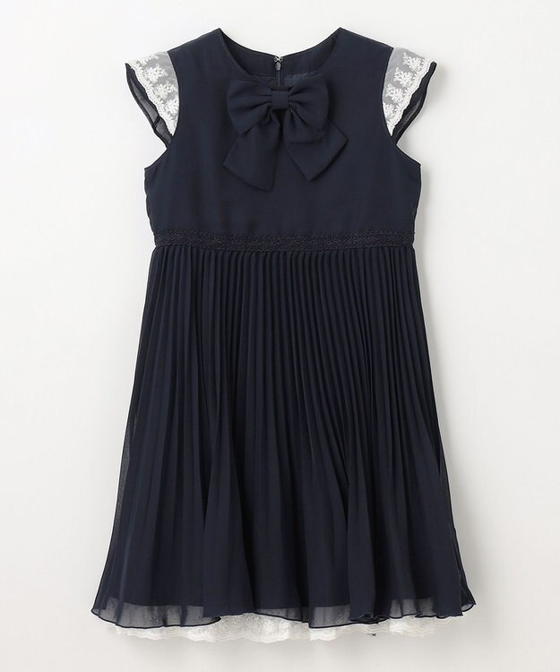 ANY KIDS シフォン プリーツ ワンピース ネイビー
