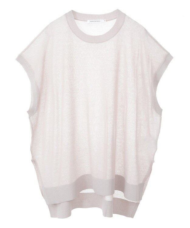 AMERICAN HOLIC ウォッシャブルシアーニットフレンチスリーブトップス Light Beige