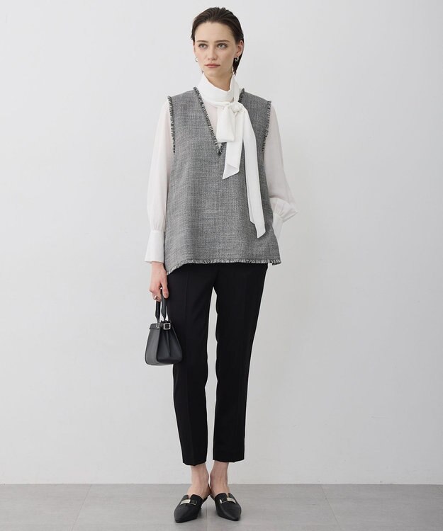 ICB アセテートダブルサテン スティックパンツ ブラック