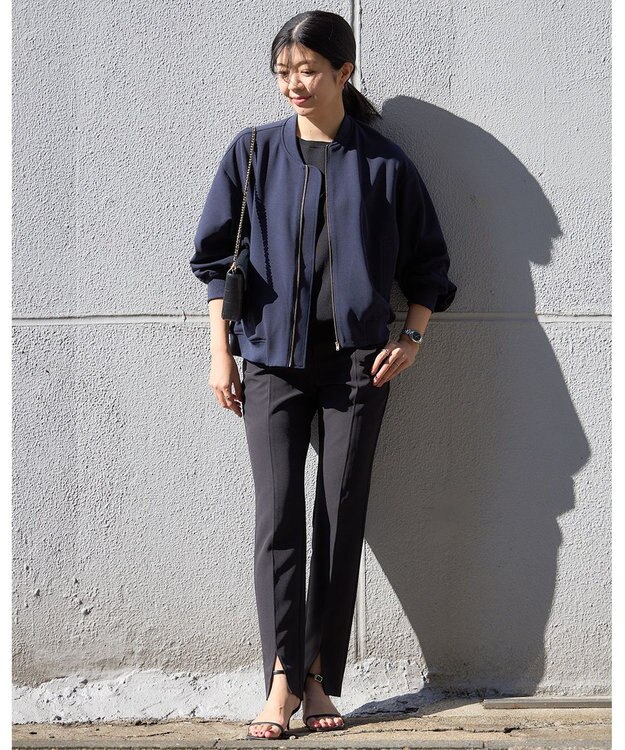 UNFILO L フロントスリットパンツ ブラック