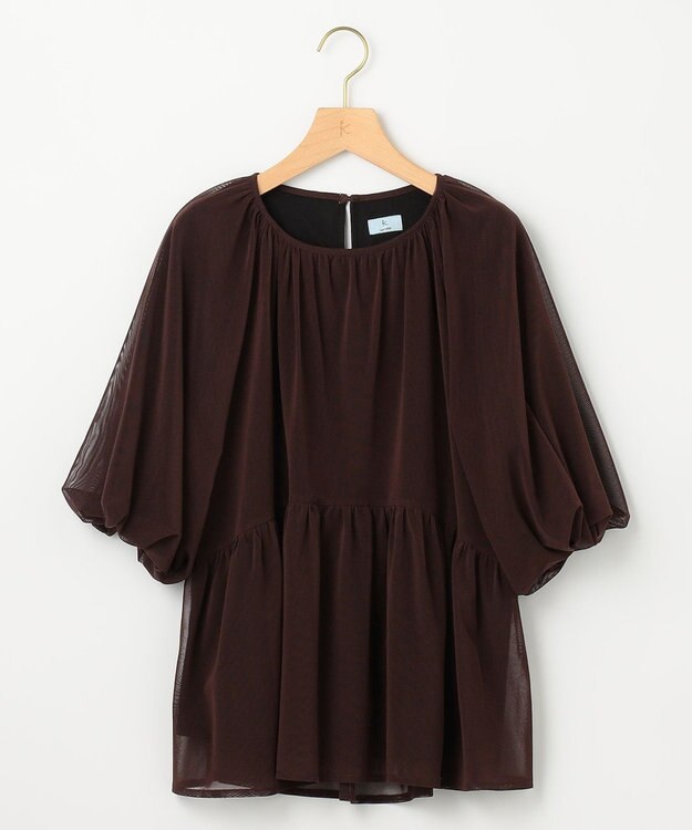 組曲 チュールティアード ブラウス ダークブラウン系