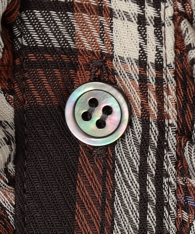 組曲 シアーツイルチェック フリルブラウス アプリコットブラウン系3