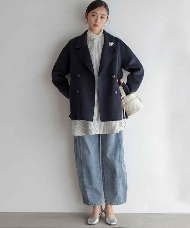 組曲 S 【前後着用可】コンパクトシャーティング チュニックブラウス アイボリー系1