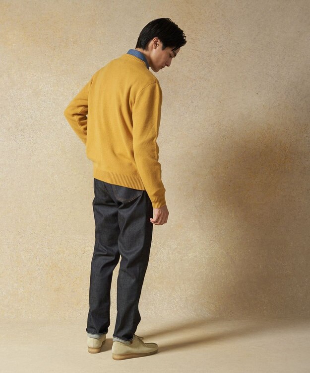 J.PRESS MEN 【Cash Lamb's Wool】ケーブルクルーネック ニット イエロー系